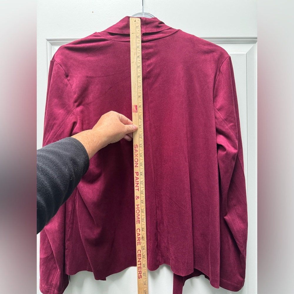 Dana Buchman Suede-feel Blazer Zippered Pockets Women's Size XL Maroon Red - Picture 11 of 11